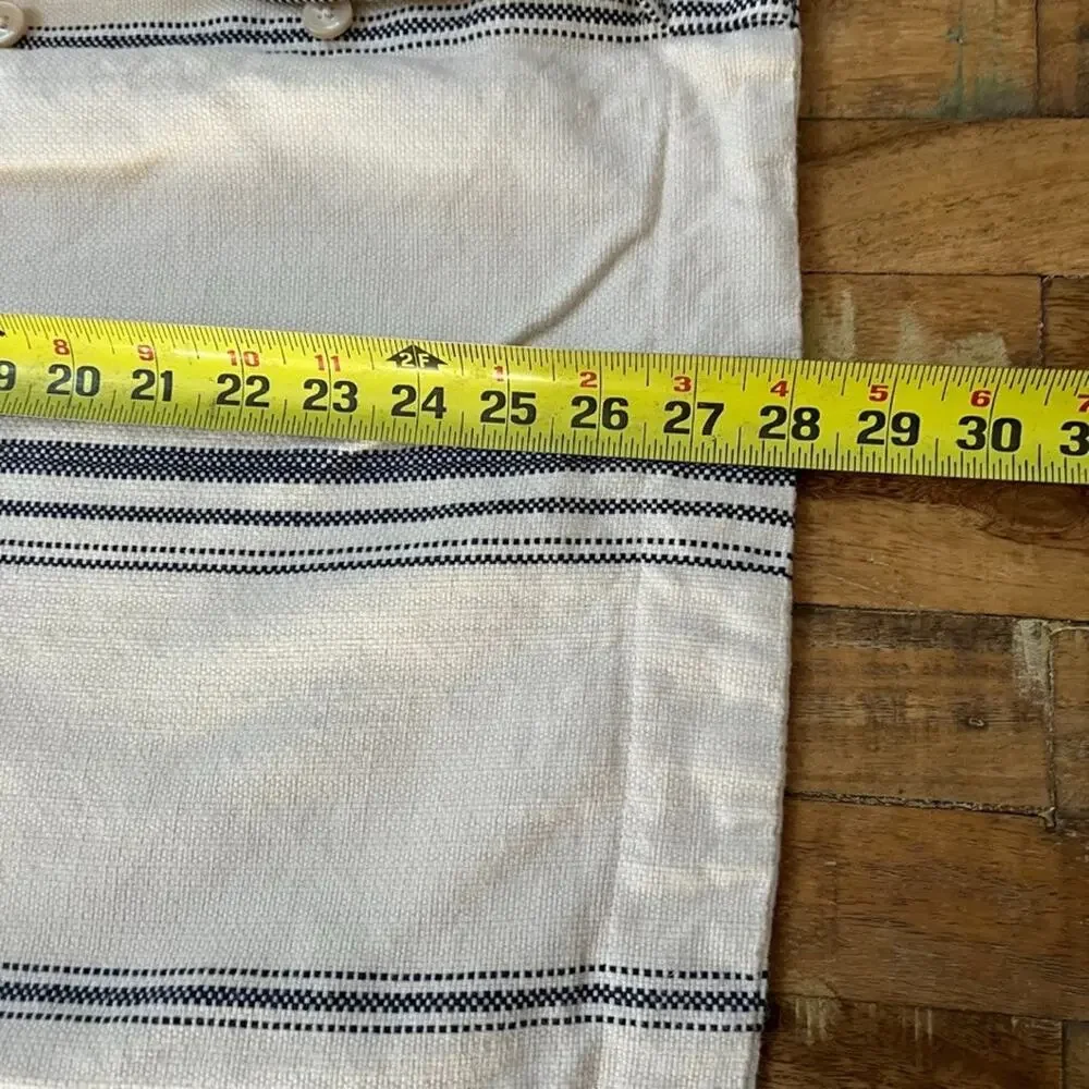 Chaps Euro Pillow Case Pillow Sham 100% Cotton Blue White Stripes